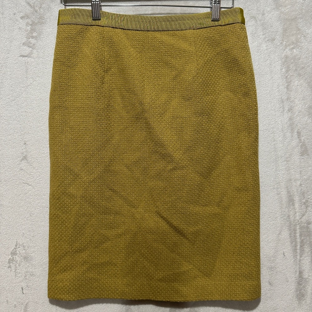 Boden Mustard Yellow Wool Blend Tweed Pencil Skirt Size US 6 UK 10 9038/0003